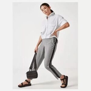 Athleta Utility Crop Button Up Shirt in White polyester material Size-M